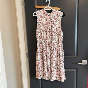 Floral Sleeveless Dress - Pink and White